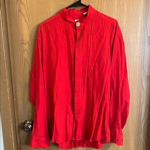 Winners Vintage Men's‎ Red Rayon Button Up Dress Shirt Large